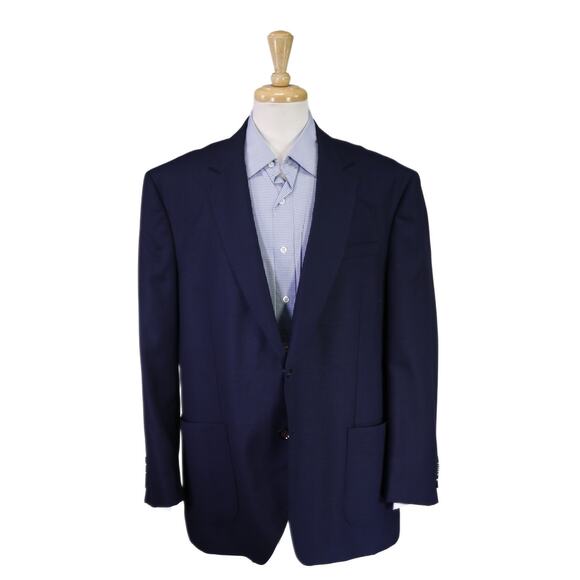 TM Lewin Navy Blue Woven Patch Pocket Wool Blazer Jacket 50R - Picture 1 of 10
